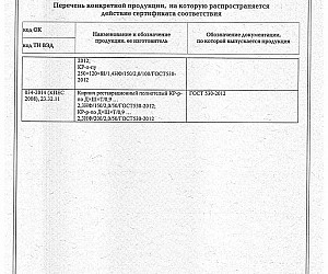 Сертификат соответствия на кирпич полнотелый, производства ТКЗ