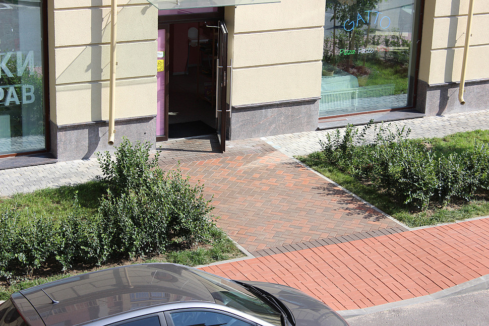 Тротуарный клинкер коричневый Мюнхен, варианты оформления