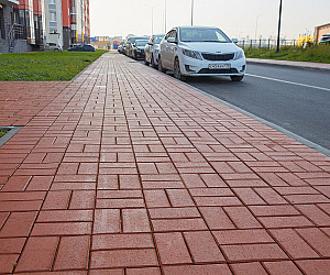 Варианты применения красного тротуарного клинкера Лондон