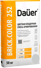 Цветная кладочная смесь Dauer BRICK.COLOR 252 армированная (для клинкера), светло-серый, 50 кг, лето Цветная кладочная смесь Dauer BRICK.COLOR 252 армированная (для клинкера), светло-серый, 50 кг, лето