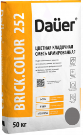 Цветная кладочная смесь Dauer BRICK.COLOR 252 армированная (для клинкера), темно-серый, 50 кг, лето