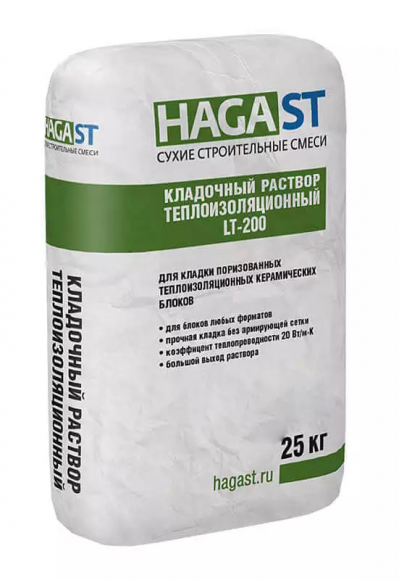 Кладочный раствор теплоизоляционный HAGAST LT-200 для поризованных блоков