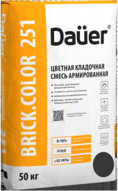 Смесь кладочная цветная армированная DAUER BRICK.COLOR 251, антрацитовый, 50 кг, лето Смесь кладочная цветная армированная DAUER BRICK.COLOR 251, антрацитовый, 50 кг, лето