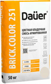 Смесь кладочная цветная армированная DAUER BRICK.COLOR 251, кремово-бежевый, 50 кг, лето Смесь кладочная цветная армированная DAUER BRICK.COLOR 251, кремово-бежевый, 50 кг, лето