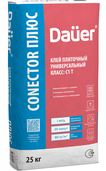 Плиточный клей Dauer CONECTOR® Плюс, 25 кг Плиточный клей Dauer CONECTOR® Плюс, 25 кг