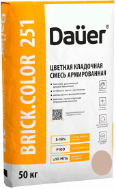 Смесь кладочная цветная армированная DAUER BRICK.COLOR 251, пудра, 50 кг, лето Смесь кладочная цветная армированная DAUER BRICK.COLOR 251, пудра, 50 кг, лето