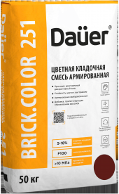Смесь кладочная цветная армированная DAUER BRICK.COLOR 251, вишневый, 50 кг, лето Смесь кладочная цветная армированная DAUER BRICK.COLOR 251, вишневый, 50 кг, лето