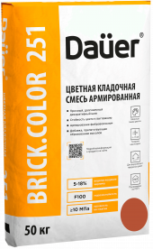 Смесь кладочная цветная армированная DAUER BRICK.COLOR 251, кирпичный, 50 кг, лето Смесь кладочная цветная армированная DAUER BRICK.COLOR 251, кирпичный, 50 кг, лето