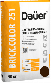 Смесь кладочная цветная армированная DAUER BRICK.COLOR 251, шоколадный, 50 кг, лето Смесь кладочная цветная армированная DAUER BRICK.COLOR 251, шоколадный, 50 кг, лето